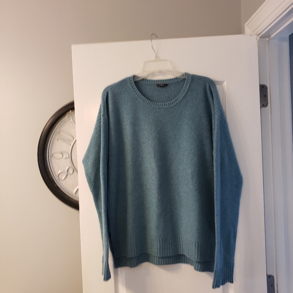 Amia 100% cashmere teal pullover sweater size L